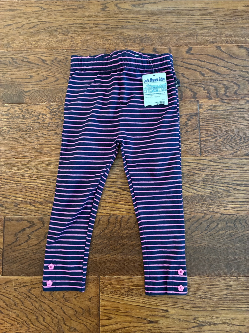 JoJo Maman Bebe Navy and Pink Striped Leggings (1 piece only)
